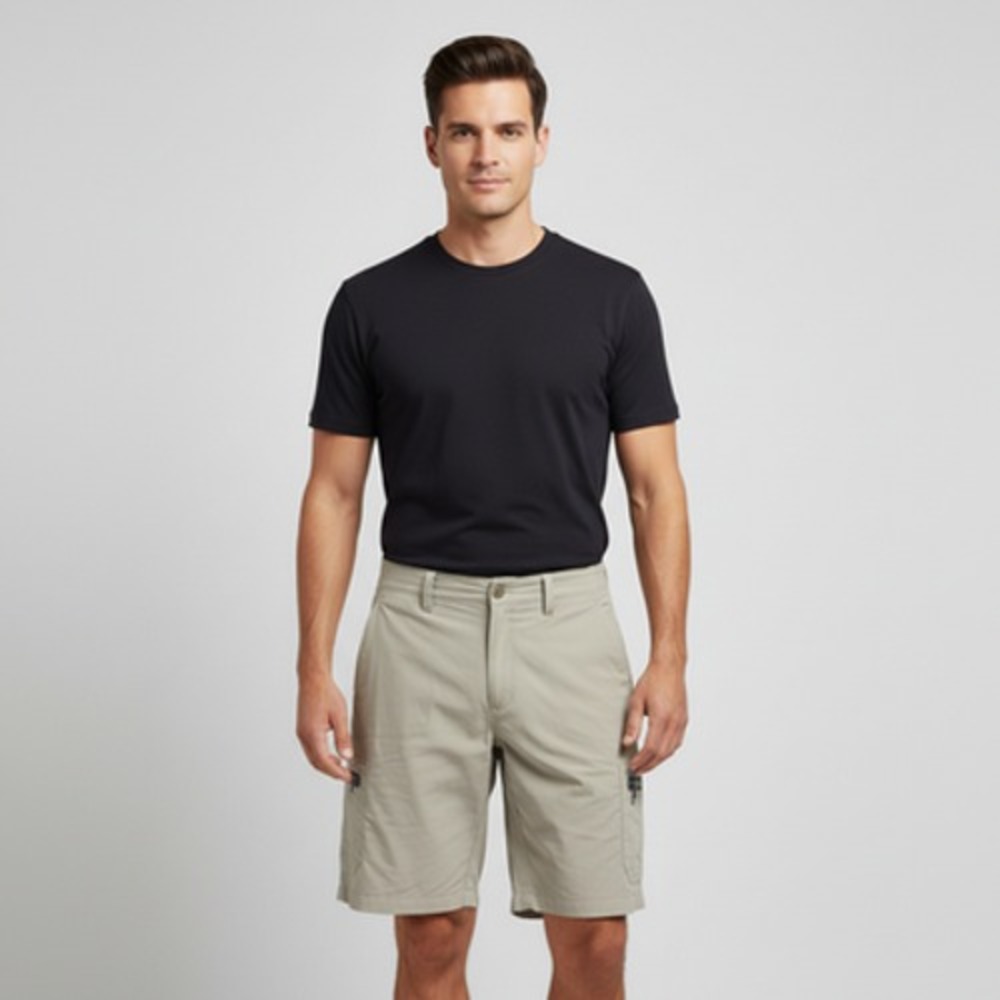LL Bean Cargo Shorts Men 40W Khaki Lightweight Quick-Dry Multiple Pockets Nylon